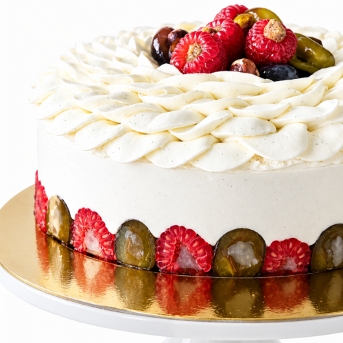 Entremet du moment : Prunes/framboises & praliné noisette